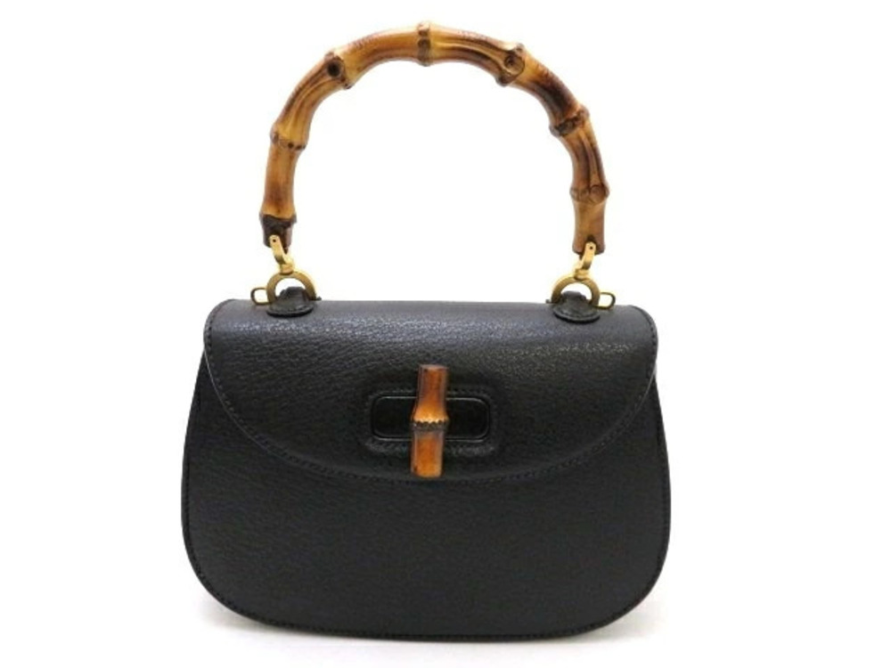 Gucci Shoulder Bag Bamboo Leather Black